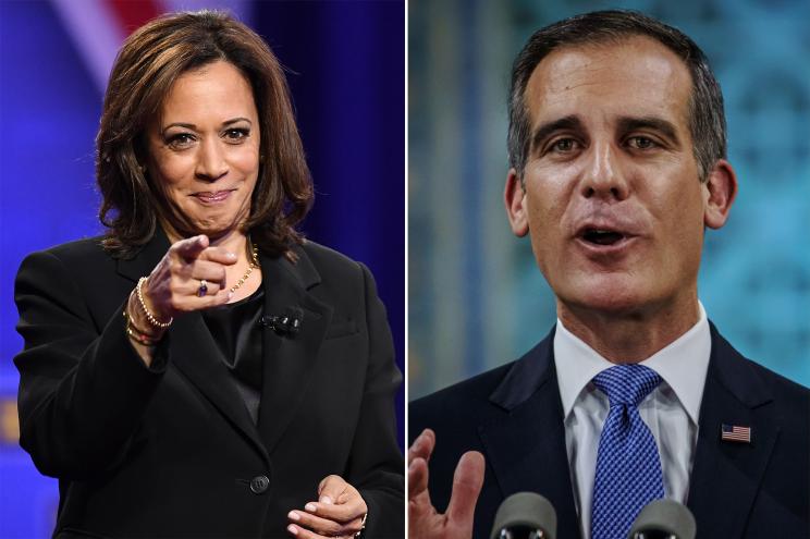 Kamala Harris; LA mayor Eric Garcetti