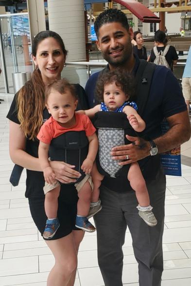 Marissa Quattrone-Rodriguez and Juan Rodriguez with their twins.