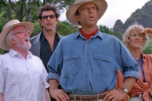 Richard Attenborough, Jeff Goldblum, Sam Neill and Laura Dern in "Jurassic Park."