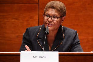 Rep. Karen Bass (D-CA) speaks at a House Judiciary Committee markup on June 17.