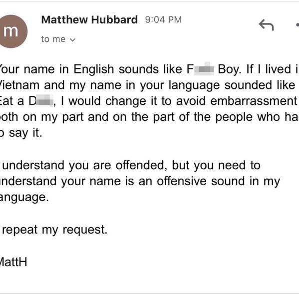 The email exchange in which the professor denies the student's request to call her by her given name