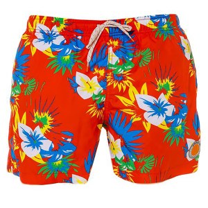 The Big Cods Hawaiian Red Swim Trunks