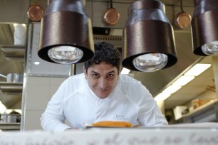 Italian-Argentinian chef Mauro Colagreco works in the kitchen of the "Mirazur" restaurant on the French riviera city of Menton.