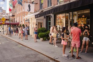 A line for Caffe Dante in NYC's West Village.