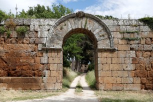 Porta di Giove, the main entrance to the ancient Roman city of Falerii Novi, which is mostly buried underground, are seen after researchers announced they were able to map the entire city using ground-penetrating radar (GPR) technology, near Rome, Italy.