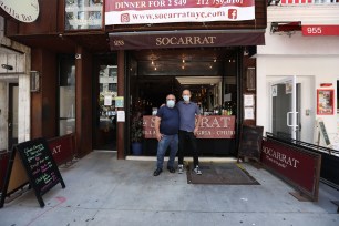 Chef/owner Lolo Manso and operation manager Paolo Del Gatto at Socarrat Paella Bar in Manhattan.