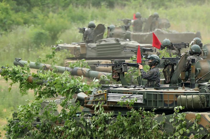 A South Korean soldier in a tank.