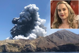 Photo provided by Lillani Hopkins shows a volcanic eruption on White Island, New Zealand