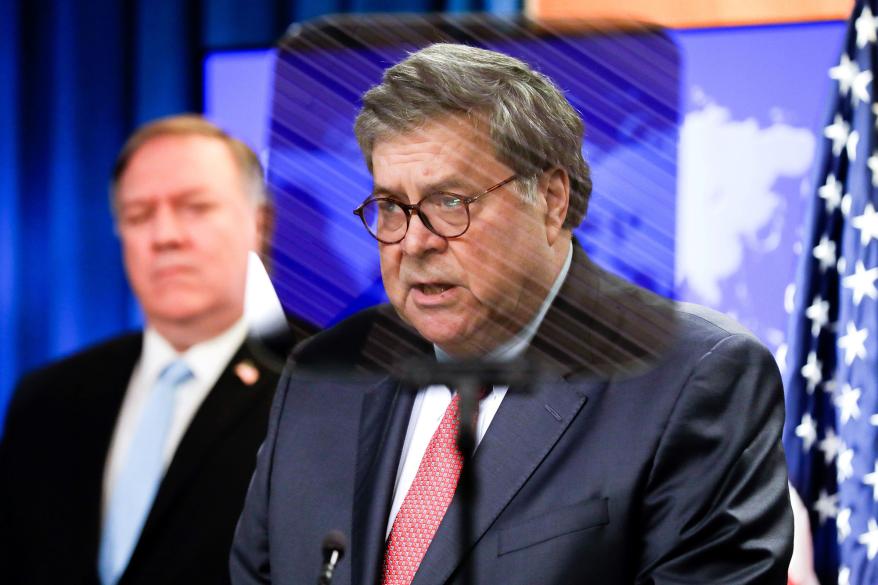 US Attorney General William Barr speaks at a joint news conference on the International Criminal Court.