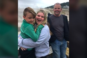 Joshua “JJ” Vallow and Tylee Ryan with their uncle, Alex Cox, at Yellowstone National Park, before Tylee was killed.