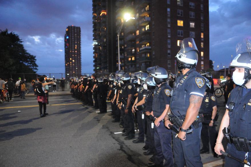 Black Lives Matter protesters clash with police 4th Avenue and 65th Street in Brooklyn.