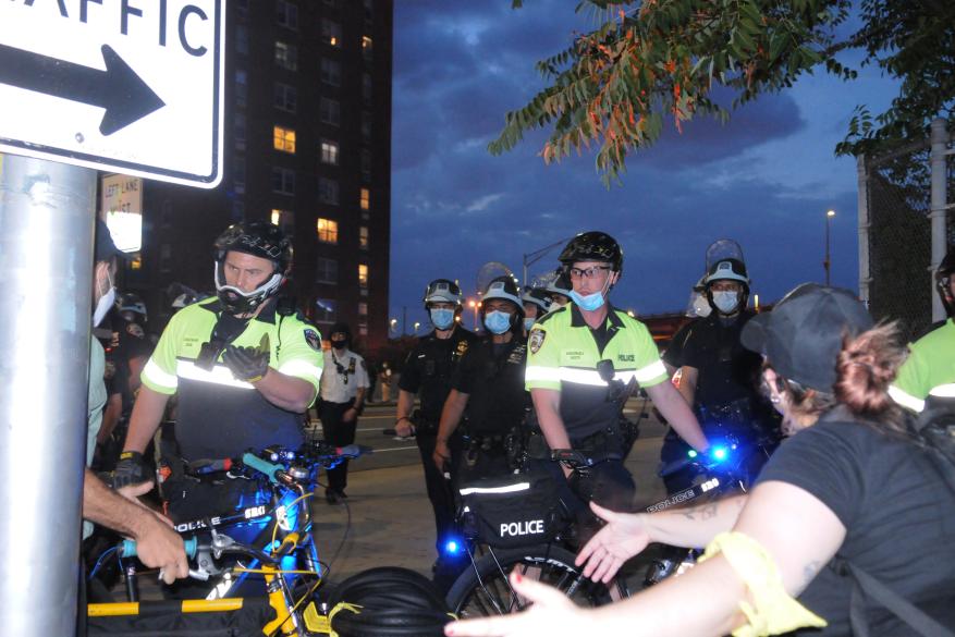 Black Lives Matter protesters clash with police 4th Avenue and 65th Street in Brooklyn.