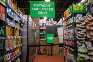 The Instacart cubbyhole in a supermarket in New York