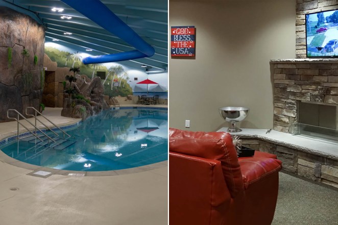 Survival Condo bunkers feature luxury items like pools and large screen TVs.