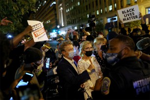 Rand Paul confronted by a rowdy group of protesters in Washington D.C. after leaving the White House for the Republican National Convention.
