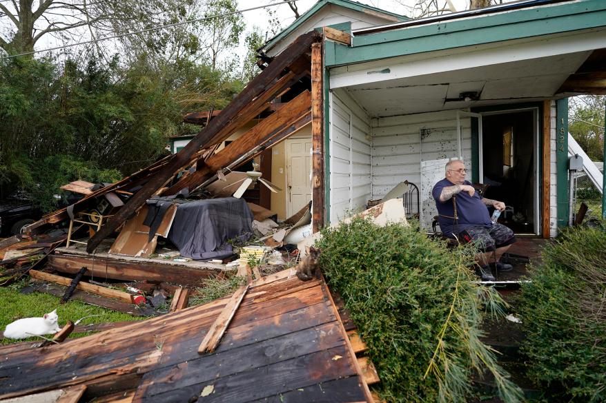 A home is destroyed after Hurricane Laura.