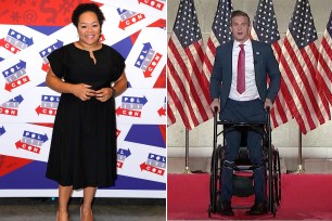 Yamiche Alcindor and Madison Cawthorn during his RNC speech last night