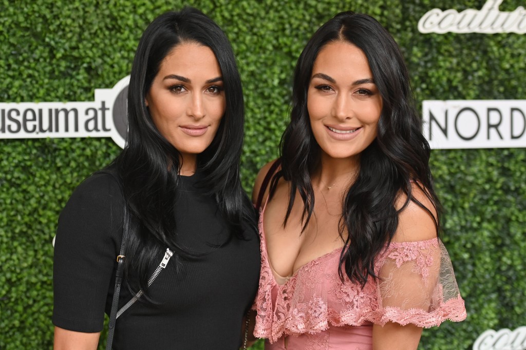 Professional wrestlers Brie and Nikki Bella aka 'The Bella Twins' attend the 2019 Couture Council Award Luncheon honoring French iconic footwear designer Christian Louboutin at the David H. Koch Theater on September 04, 2019 in New York City. (Photo by Angela Weiss / AFP)        (Photo credit should read ANGELA WEISS/AFP via Getty Images)