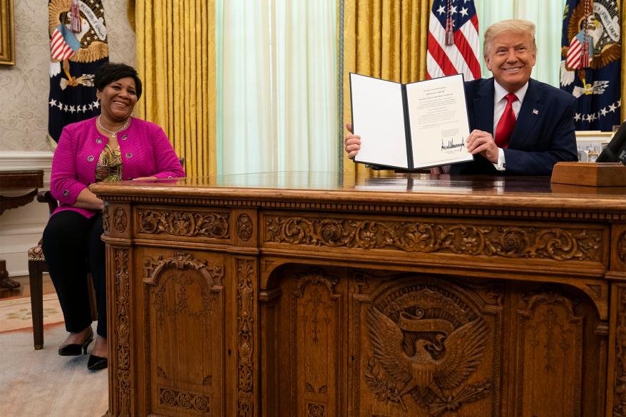 President Donald Trump and Alice Johnson