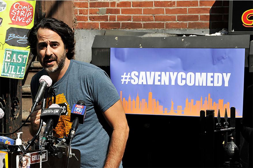 Comedians, club owners and supporters came together today outside of the NY Comedy Club, with the support of State Senator Michael Gianaris, in demanding that Gov. Andrew Cuomo lift their covid-19 closures allowing them to open their doors for business.