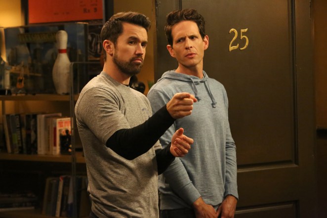 Rob McElhenney as Mac and Glenn Howerton as Dennis in "It's Always Sunny in Philadelphia."