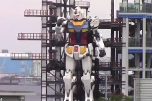 The gigantic robot is based on Japanese science fiction franchise "Mobile Suit Gundam,".