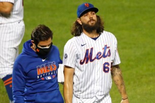 Robert Gsellman is out for the rest of the season because of a broken rib.