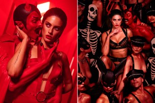 Honey Birdette's sexy devil lingerie ad.