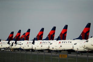 Several dozen mothballed Delta Air Lines jets