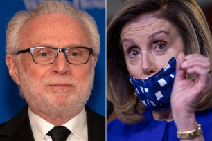 CNN host Wolf Blitzer and House Speaker Nancy Pelosi