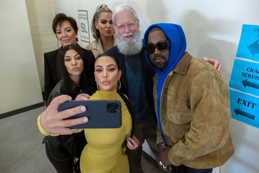 Kim Kardashian and family (including Kanye West) with David Letterman