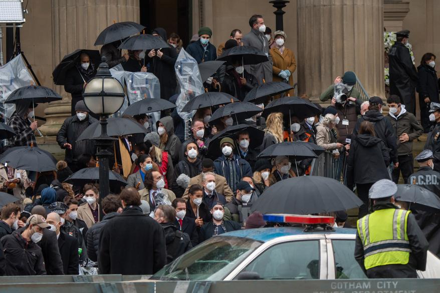 Robert Pattinson films "The Batman" in Liverpool, England, on Monday, Oct. 12.