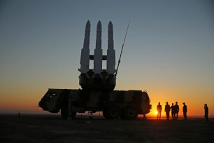 An Iranian missile battery during recent military exercises.