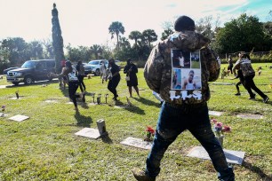 People running for safety after a shot was fired at Sincere Pierce's burial service yesterday.