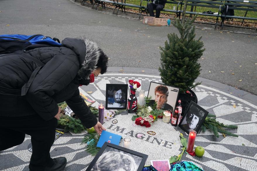 Strawberry Fields, Central Park, NYC. John Lennon memorial, on 40th anniversary of his death. nypostinhouse