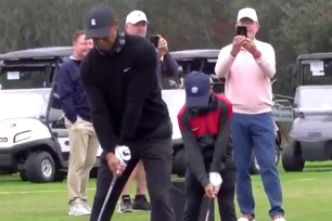 Tiger Woods and Charlie Woods at the PNC Championship