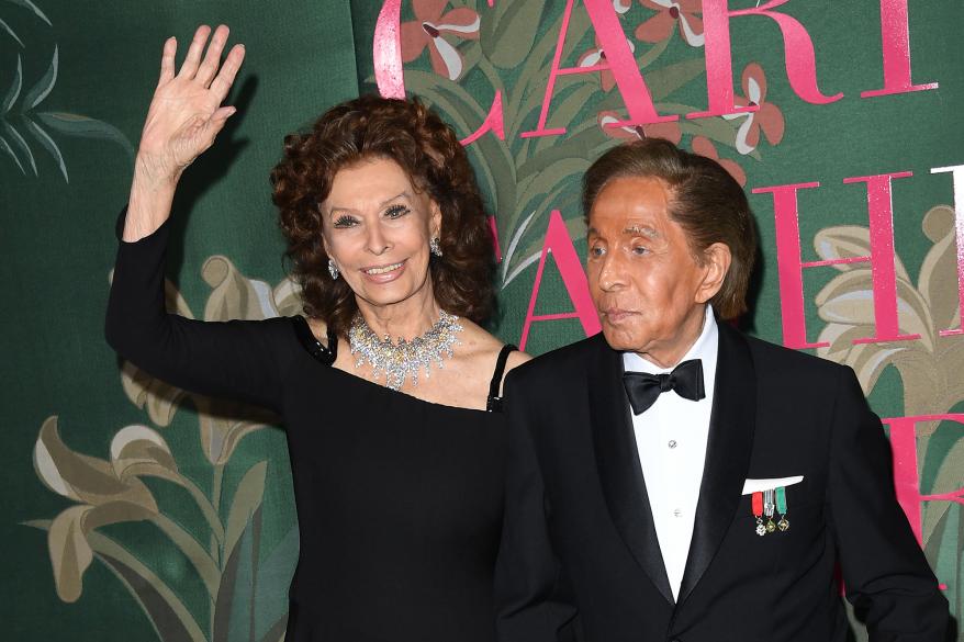 Sophia Loren attends an event with fashion designer Valentino Garavani in Milan, Italy, in September 2019.