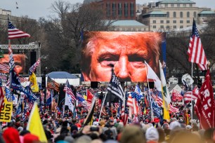 Thousands of pro-Trump supporters gather at the Ellipse to watch US president Donald Trump speak on Jan. 6, 2020.