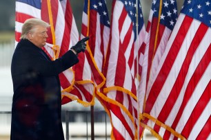 President Trump greets the crowd at the "Stop The Steal" Rally on Wednesday.