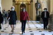 U.S. Speaker Rep. Nancy Pelosi in the hallway of the US Capitol today.