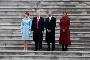 Donald Trump, Melania Trump, Barack Obama and Michelle Obama at Donald Trump's inaguration.