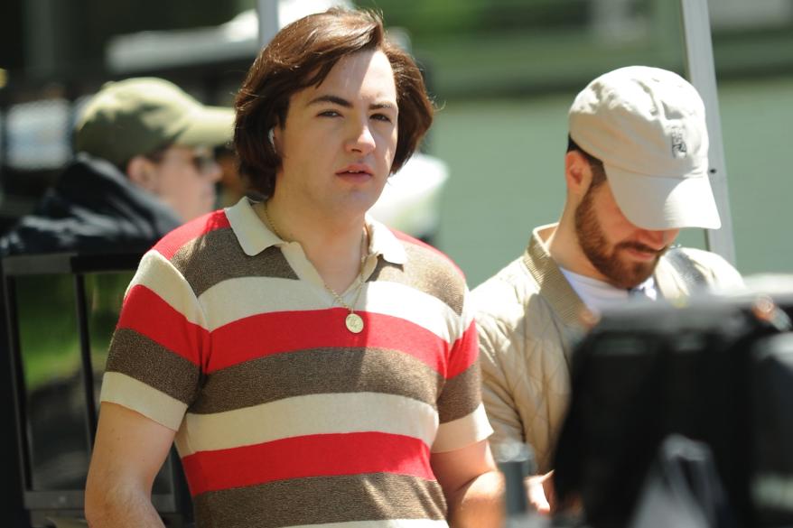 ctor Michael Gandolfini as a young "Tony Soprano" on the set of "The Many Saints of Newark" on May 6, 2019 in New York City.