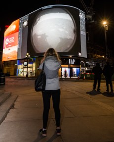 The landing of NASA's Perseverance on Mars live streamed on the Piccadilly Lights in London.