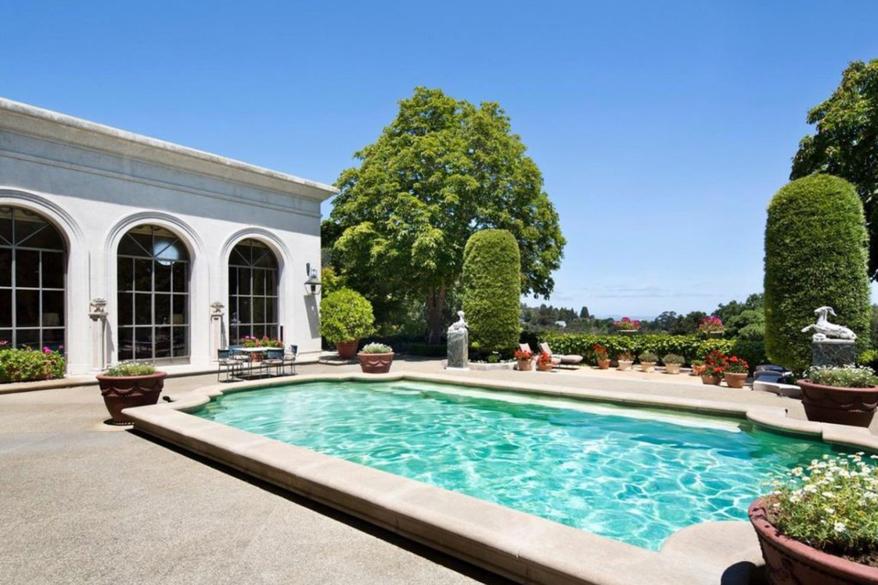 The 47-acre estate has a pool, hiking trails, canyons, a reservoir and views of the Bay.