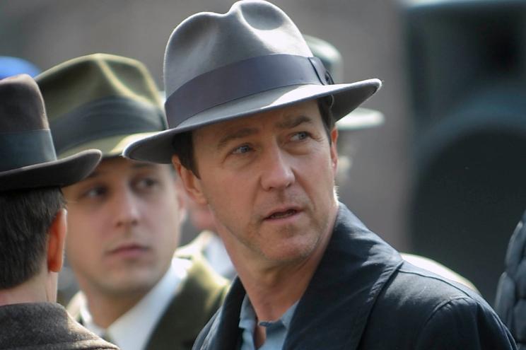 Ed Norton on the set of his movie "Motherless Brooklyn" on February 28, 2018.