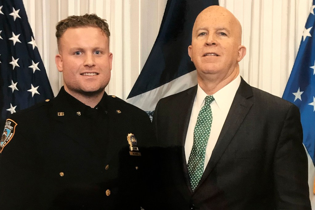 Detective Scott Munro Jr. (left) with former New York City Police Commissione