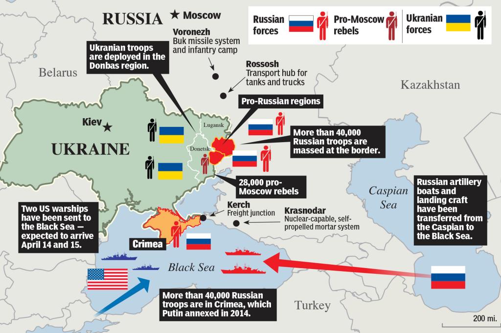 A map describing Russia-Ukraine tensions