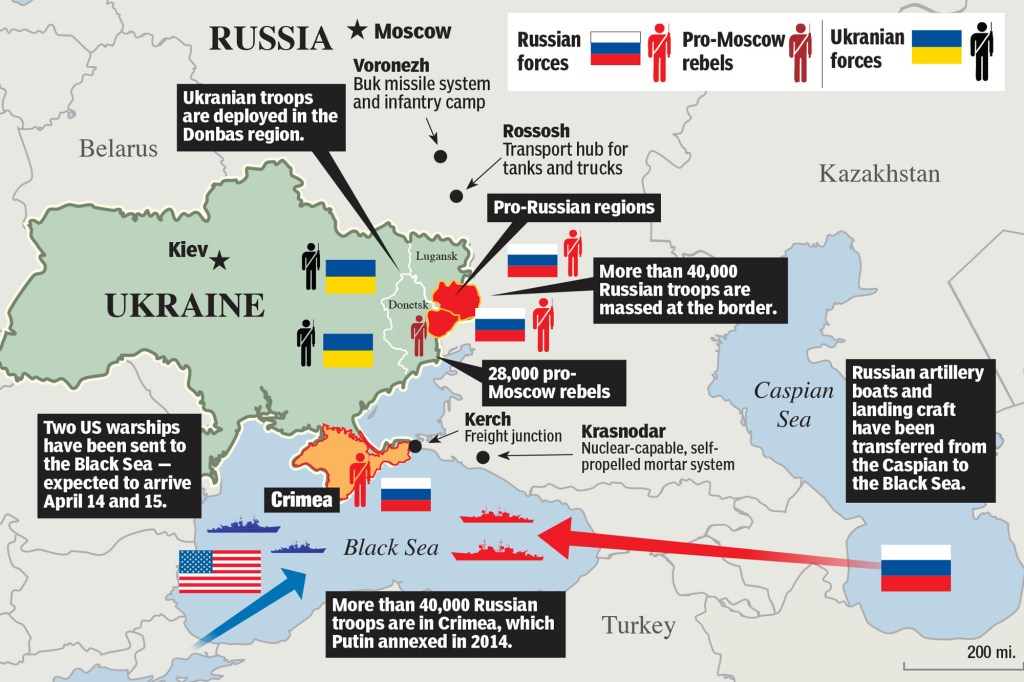 A map describing Russia-Ukraine tensions