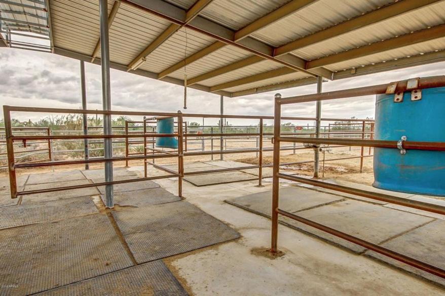 The home has horse stalls, Realtor.com photos show.