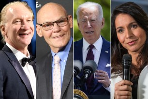 Bill Maher, James Carville, Joe Biden and Tulsi Gabbard.